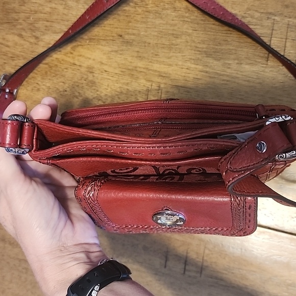 Brighton Red Crossbody Bag with Textured Leather - Picture 9 of 16